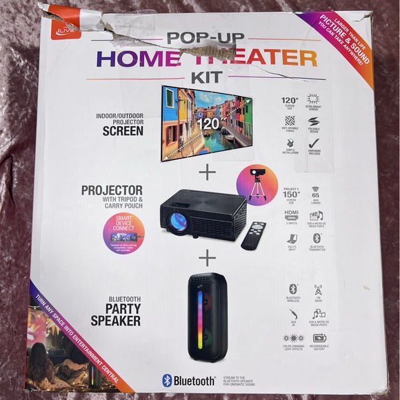 iLive Popup Theater Kit Bundle 2023 With HDMI Cord: 1080p HD Mini Projector - Picture 9 of 12